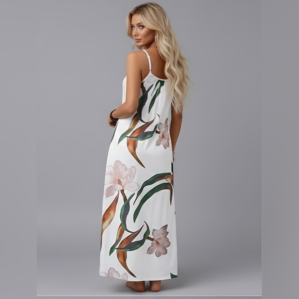 Boho Floral Cami Dress White - Picture 4 of 9